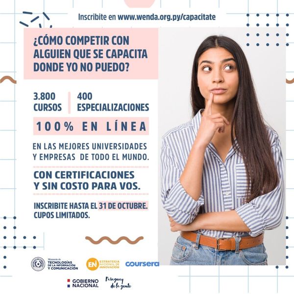 Paraguayos disponen de 25.000 cupos para cursos en línea con certificaciones sin costo