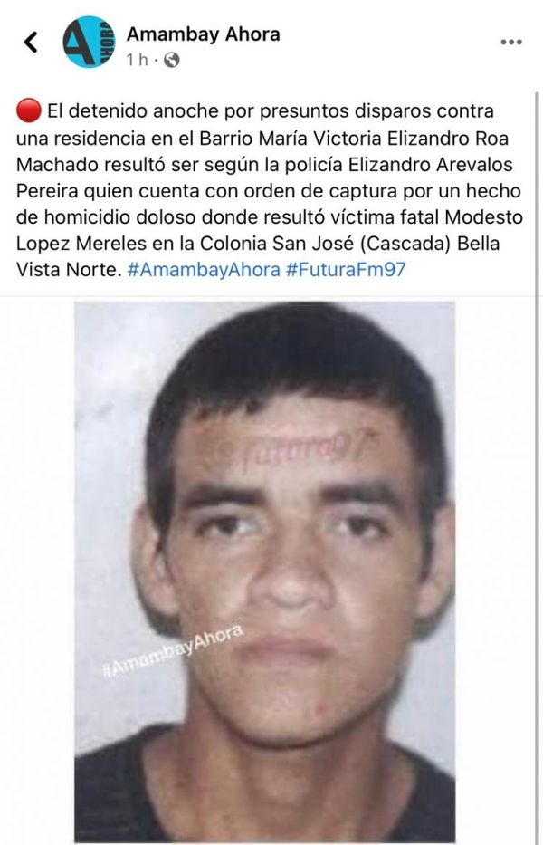 Disparan contra una vivienda en Pedro Juan