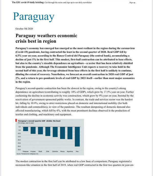 “The Economist” destaca el buen manejo de la economía paraguaya - El Trueno