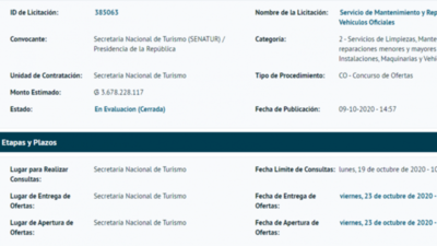 Mantenimiento de vehículos por G. 3.700 millones