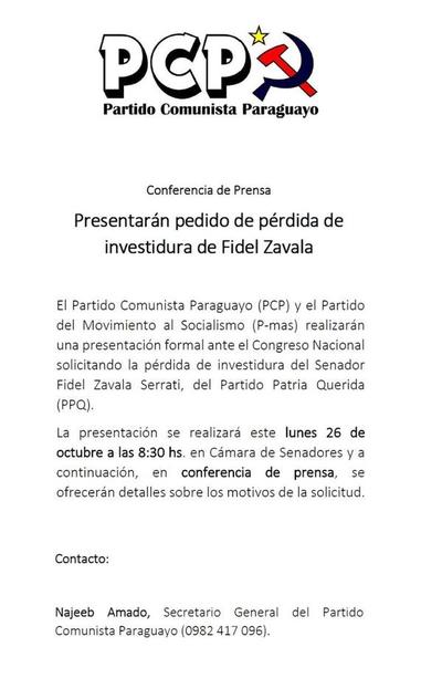 Presentarán pedido de pérdida de investidura del senador Fidel Zavala - ADN Paraguayo