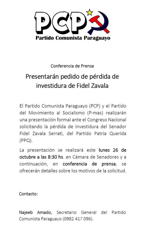 Presentarán pedido de pérdida de investidura del senador Fidel Zavala - ADN Paraguayo