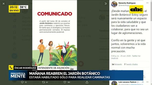 Reabren el Jardín Botánico desde el 26 de octubre - Periodísticamente - ABC Color