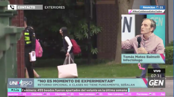 HOY / Vuelta a clases "es un riesgo innecesario y sin fundamento", afirma infectólogo