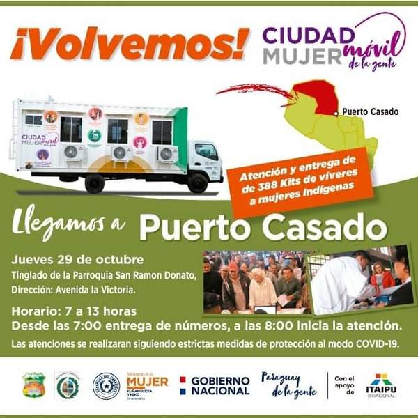Servicios de Ciudad Mujer Móvil vuelven a Puerto Casado