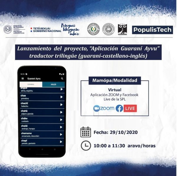"Guarani Ayvu" proyecto de app que traduce del guaraní al castellano e inglés se presenta mañana