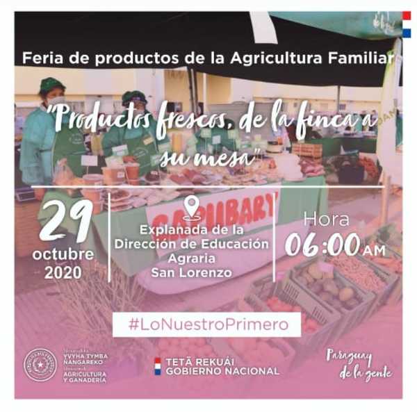 Gran feria de venta de productos de la agricultura familiar campesina se hará en San Lorenzo | .::Agencia IP::.