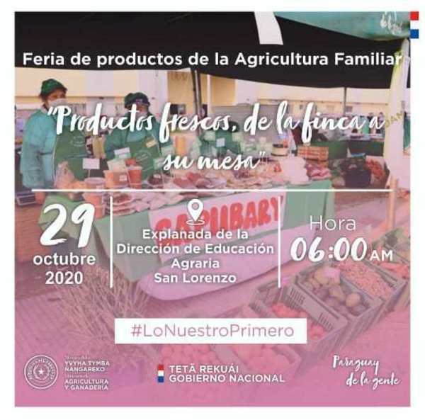 Gran feria de venta de productos de la agricultura familiar campesina se hará en San Lorenzo - ADN Paraguayo