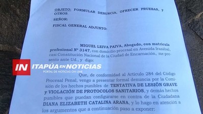 PRESENTAN DENUNCIA PENAL CONTRA LA JUEZA DIANA ARANA EN LA FISCALÍA DE ENCARNACIÓN