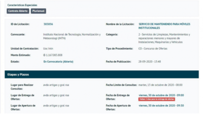 INTN llama a mantenimiento de vehículos por G. 1.167 millones