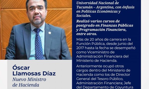 Oscar Llamosas asume como nuevo ministro de Hacienda