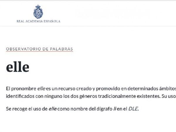 Pronombre "elle" en portal de la RAE generó revuelo en redes sociales