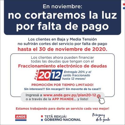 AUDIO: ANDE no hará desconexiones y pone a disposición el fraccionamiento electrónico