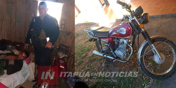 POLICÍA ATRAPÓ A LADRÓN MIENTRAS DORMÍA A LADO DEL BICICLO HURTADO.