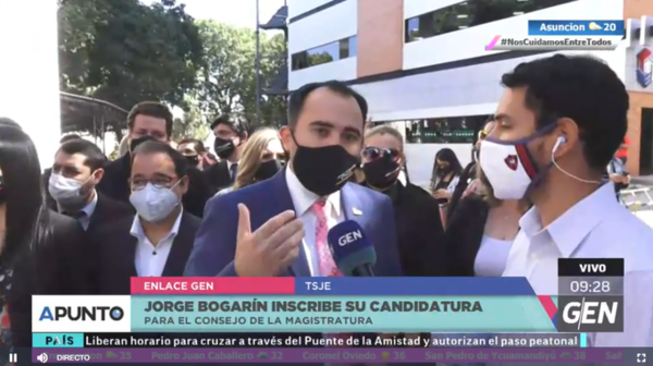HOY / Jorge Bogarín inscribe su candidatura para el Consejo de la Magistratura