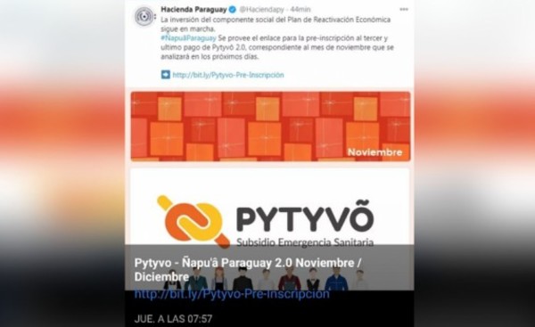 Alertan sobe falsos enlaces para inscripciones a tercer pago de Pytyvo