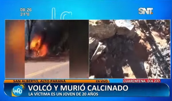 Conductor muere calcinado tras vuelco en San Alberto