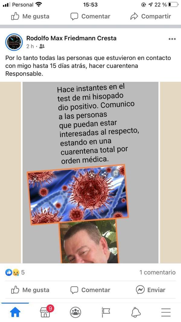 Rodolfo Friedmann dio positivo al coronavirus - Teleshow