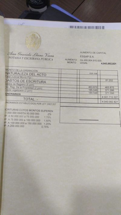 Essap, a punto de pagar G. 4000 millones por una escritura - Nacionales - ABC Color