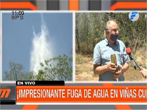 Fuga gigantesca de agua por el robo a una aductora de la Essap