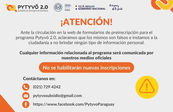 Formulario de preinscripción a Pytyvô 2.0 es falso, según Hacienda | Radio Regional 660 AM