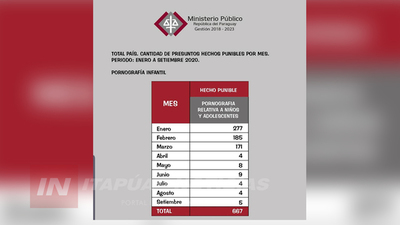 PORNOGRAFÍA INFANTIL: SE REGISTRARON 667 CASOS DE ENERO A SETIEMBRE DE ESTE AÑO