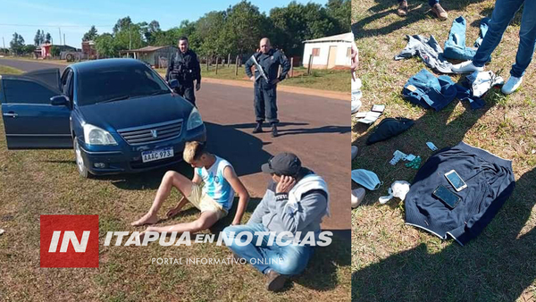 TRAS PERSECUCIÓN POLICÍA ATRAPÓ A SOSPECHOSOS DE ASALTO A CASAS DE APUESTA EN CAAZAPÁ