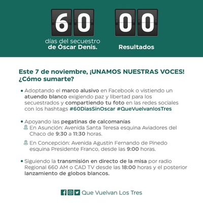 Desarrollan actividades por los 60 días de secuestro de Óscar Denis | Radio Regional 660 AM