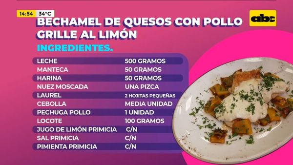 ¡Hoy cocinamos bechamel de quesos con pollo grille al limón! - Ensiestados - ABC Color