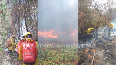 BOMBEROS COMBATEN INCENDIO EN ARROYO CLARO DE ITAPÚA POTY.