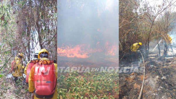 BOMBEROS COMBATEN INCENDIO EN ARROYO CLARO DE ITAPÚA POTY. 