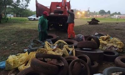 Retiran gran cantidad de cubiertas del arroyo Amambay