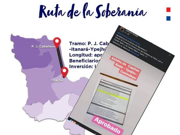 Cámara de Diputados aprueba la construcción del asfaltado Pedro Juan – Capitán Bado –Ype hú