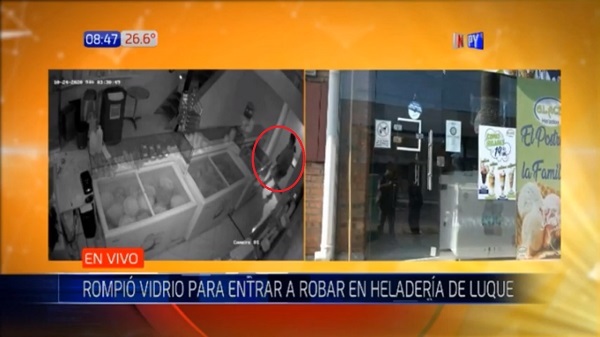 Limpiavidrio se lleva caja registradora de una heladería en Luque