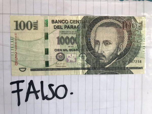 Alertan sobre circulación de billetes de G. 100.000 falsos | OnLivePy