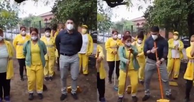 La Nación / Viral: Intendente “Nenecho” baila “mayonesa” con barrenderas