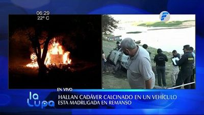Encuentran cadáver en valijera de vehículo en llamas