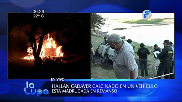 Encuentran cadáver en valijera de vehículo en llamas