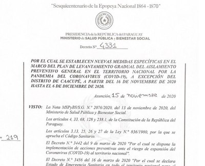 Oficializan nuevas medidas sanitarias tras firma de Decreto - Nacionales - ABC Color