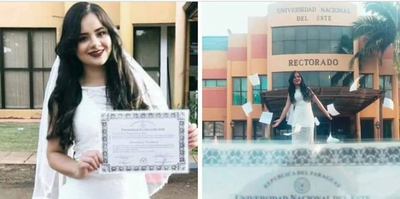 Recibió su titulo vestida de novia porque su mamá le decía “nde título la nde menarã” - Noticiero Paraguay