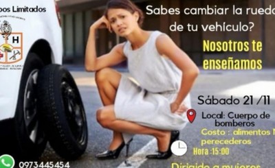 Preparan curso para que mujeres aprendan a cambiar ruedas de vehículos