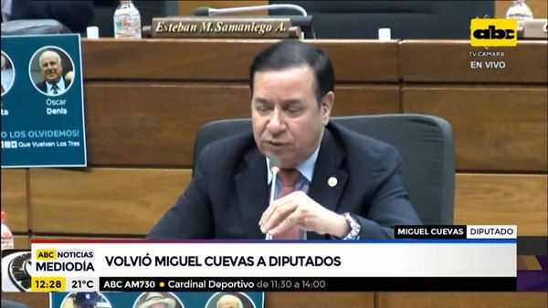 Miguel Cuevas volvió a la Cámara de Diputados - ABC Noticias - ABC Color