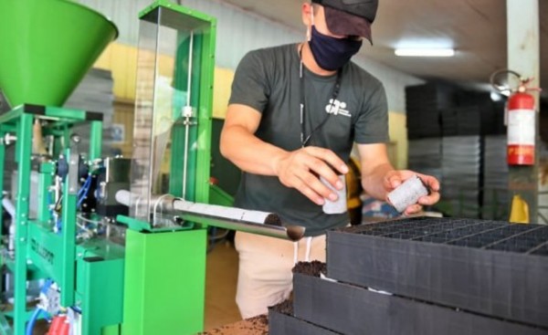 Vivero de Itaipu fabrica macetas biodegradables para los plantines