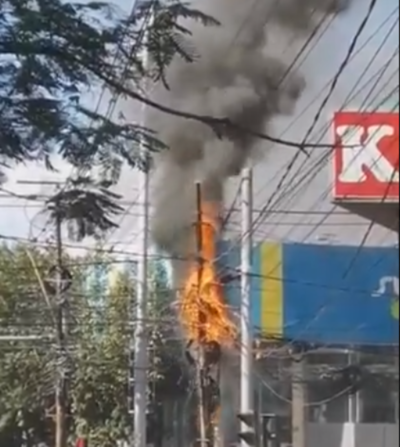HOY / Se quema el tendido eléctrico en plena avenida de la capital