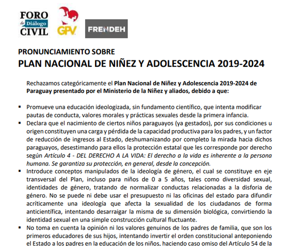 Foro de Diálogo Civil rechaza plan del Ministerio de la Niñez y la Adolescencia - Nacionales - ABC Color