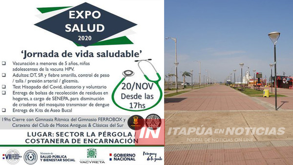 GRAN EXPO SALUD ESTE VIERNES 20 EN LA COSTANERA SECTOR SAN JOSÉ DE ENCARNACIÓN