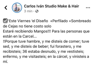 ESTILISTA OVETENSE PERFILA CEJAS A CAMBIO DE MANGOS PARA PRESOS