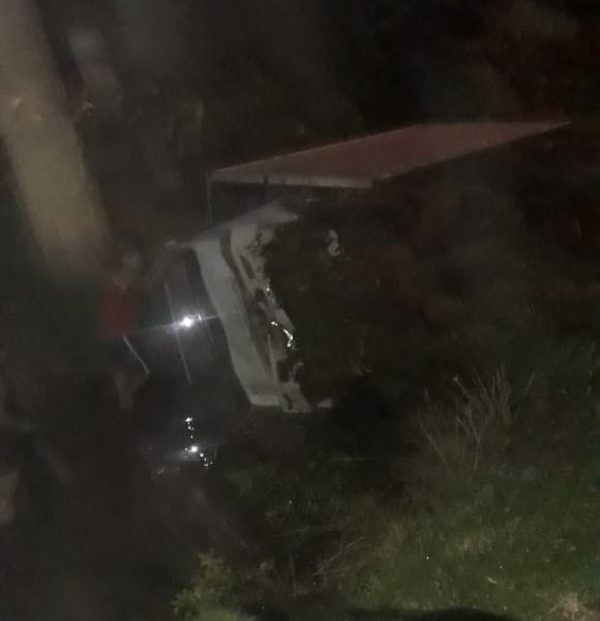 Camión cae a arroyo