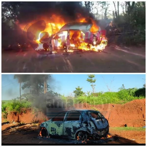 Dos automóviles fueron incinerados esta mañana en Pedro Juan Caballero.