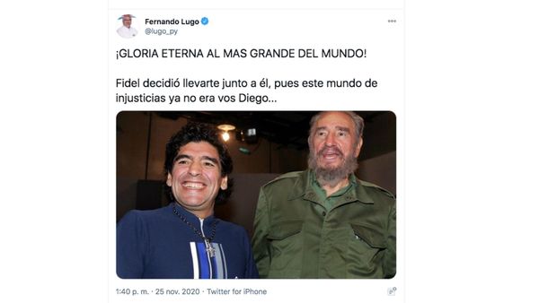 Lugo a Maradona: “Fidel decidió llevarte junto a él” - El Trueno